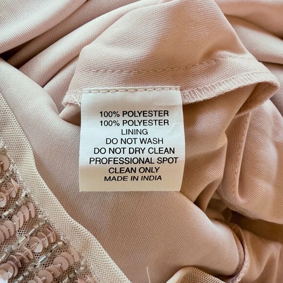 NWT Mac Duggal Women's Long Sleeved Sequined Mini Dress in Nude Size 0 - Picture 11 of 16